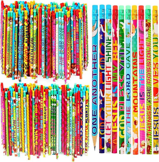 Kolewo4ever 200 Pieces Bible Verses Pencils Religious Pencil Christian Pencil with Inspirational Scripture for Students Teacher Classroom Religious School Supplies,20 styles