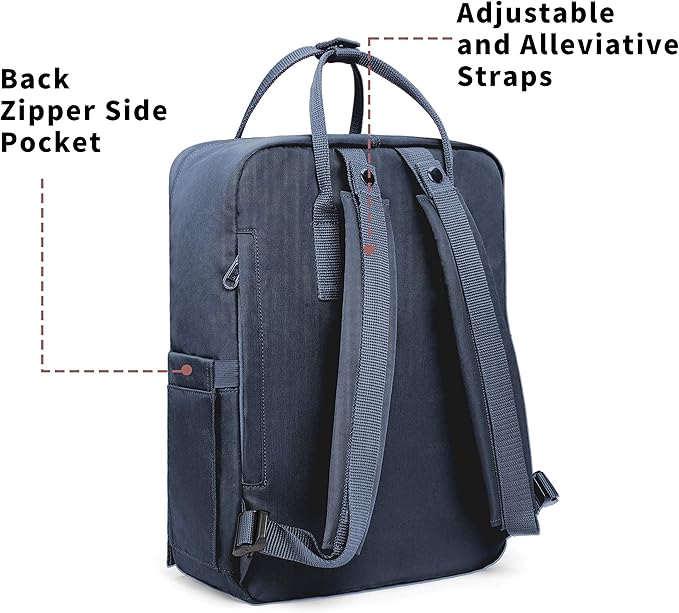 KALIDI Casual Laptop Backpack 15 Inches Classic Camping Rucksack Travel Outdoor Square Daypack College Hiking Gym Bag, Grey Blue