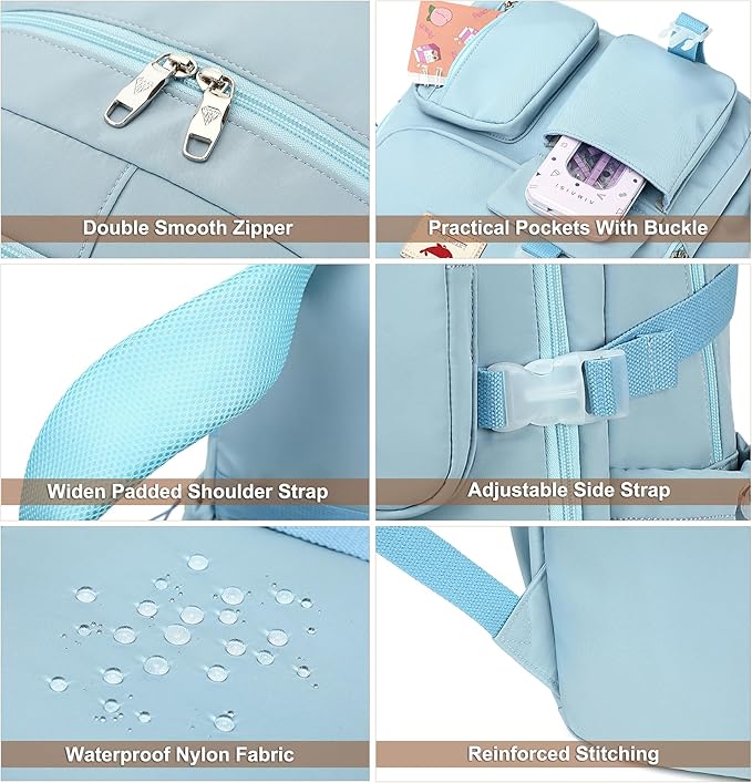 Laptop Backpack 15.6 Inch Kids Elementary Middle High School Bag College Backpacks Anti Theft Travel Back Pack Large Bookbags for Teens Girls Women Students (Blue)