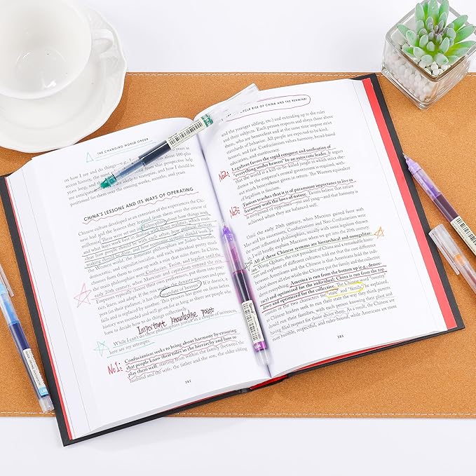 RIANCY Liquid Ink Rollerball Gel Pens, 0.5mm Extra Fine Point Tip, 24ct Assorted Colors, Smooth Writing No Smear No Bleed, Vibrant for Journaling, Drawing, Sketching, School Notes & Art Supplies