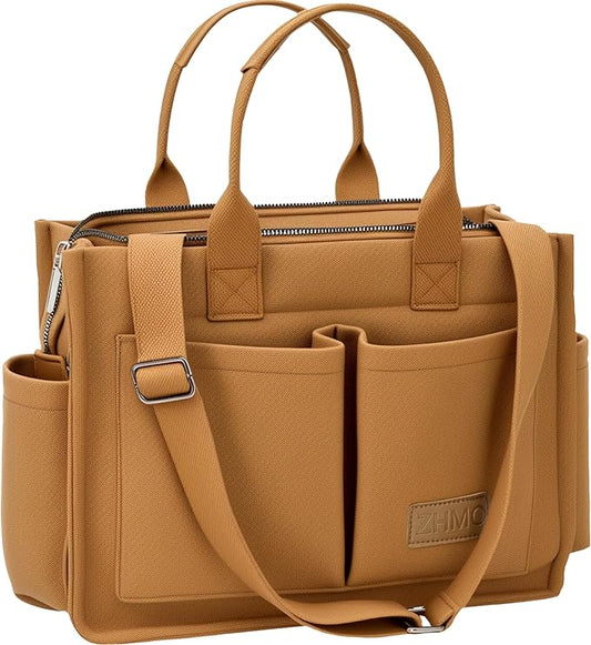 Tote Bag for Women With Compartments,Large Canvas Tote Women's Purse Crossbody Bags Work Laptop Book Bag Satchels Handbags