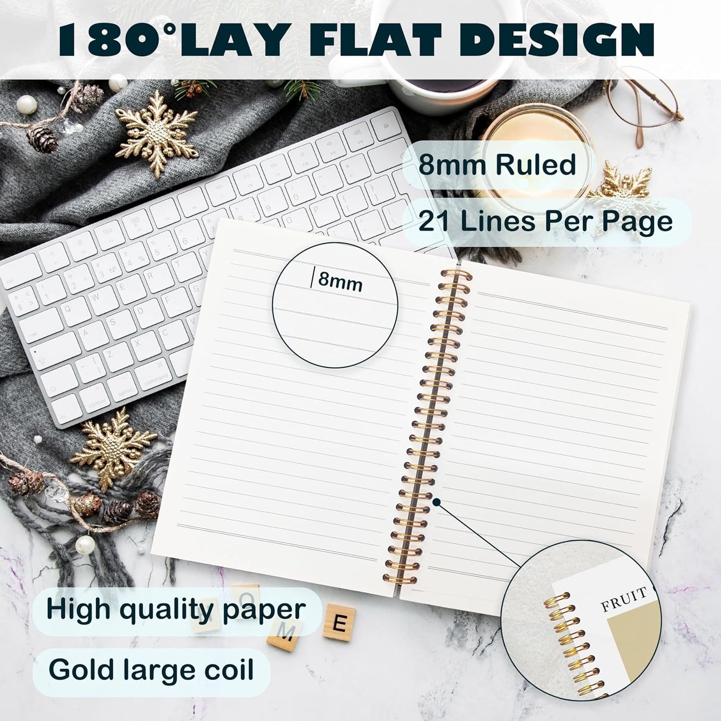 BearCake Fruit of the Spirit Gentleness Christian Notebook Journal, Christian Gifts for Women, Bible Notebooks for Note Taking, Bible Journaling Notebook, Hardcover Spiral Notebook 5.5x8.3