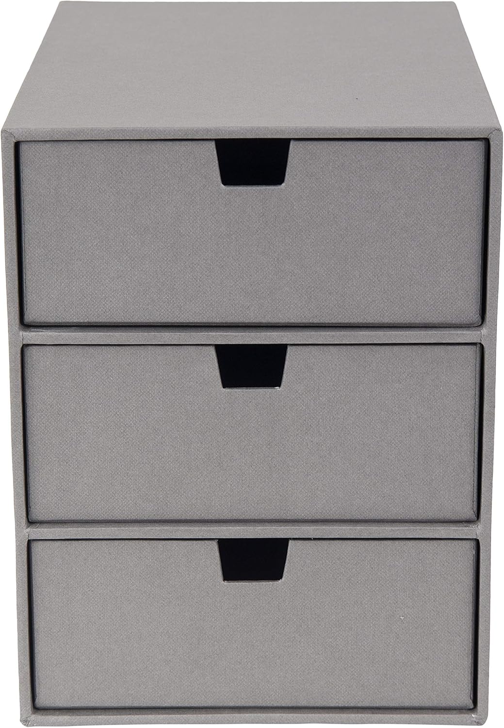Bigso Box of Sweden Ingrid 3-Drawer Fiberboard Desk Organizer Drawers | Durable Desk Storage Organizer for Office Supplies & Accessories | Stackable Desktop Drawers | 6.3" x 9.9" x 8.1" | Light Grey
