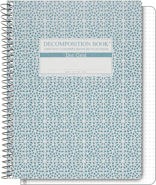 Decomposition Mosaic Dot Grid Spiral Notebook - 9.75 x 7.5 Journal with 144 Dot Grid Pages - 100% Recycled Paper - Notebooks for School Supplies, Home & Office - Made in USA