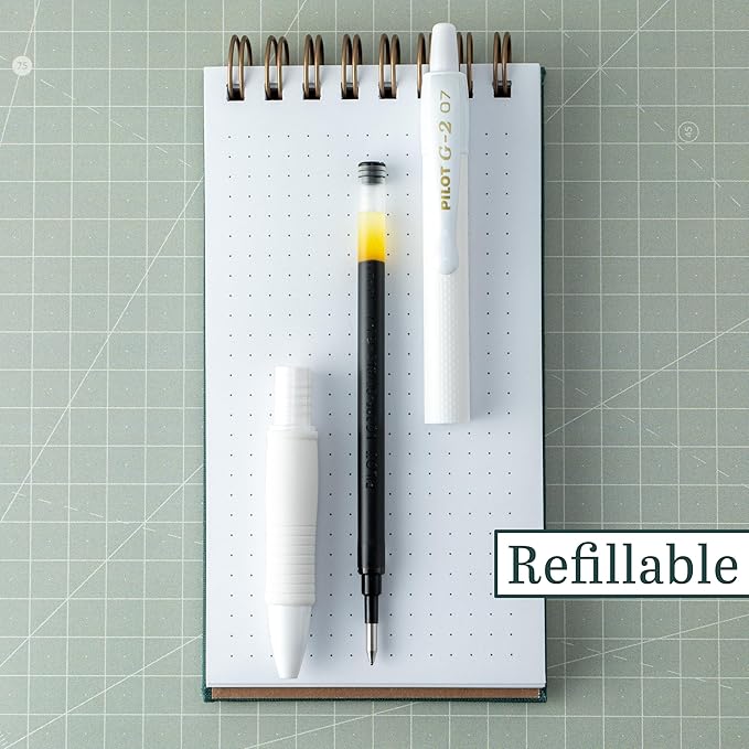 PILOT, G2 Premium Gel Roller Pens, G2 Edge White, Sensory Writing Experience, 12ct box, Fine Point 0.7 mm