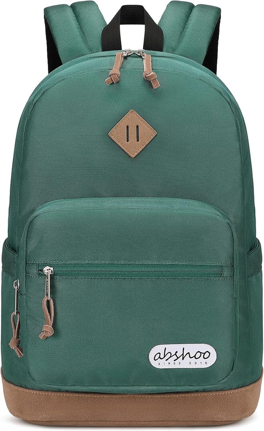 abshoo Classic Backpack for School College Bookbag Middle High School Bakcpacks for Teen Casual Daypack (Green)