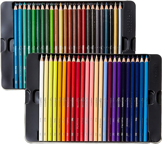Amazon Basics Colored Pencils for Coloring and Drawing, Premium, Soft Core, Back to School Supplies, 48 Count (Pack of 1), Multicolor