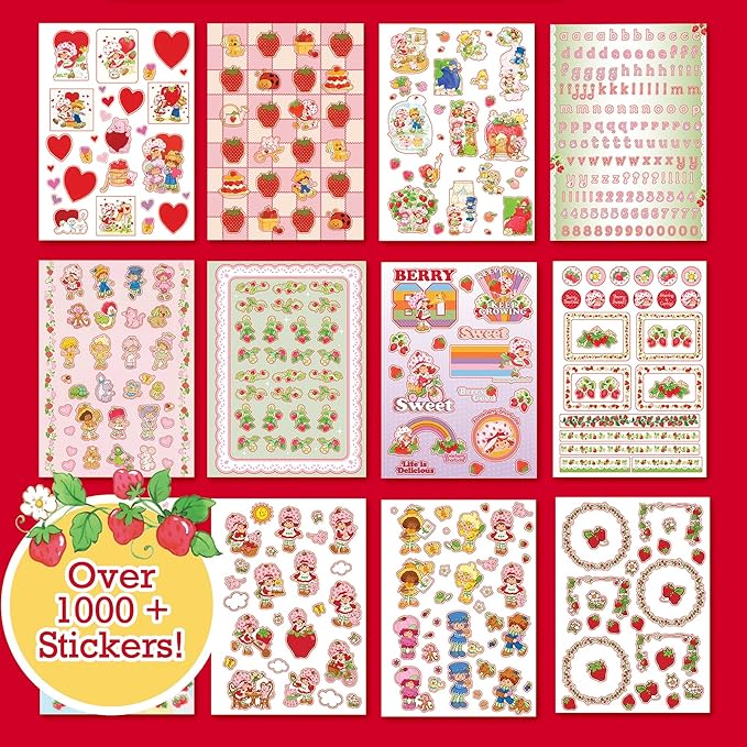 Horizon Group USA Strawberry Shortcake 1,000+ Sticker Book, Cute Stickers for Kids, Scrapbooking, Planning, Journaling, Water Bottles, Letter Stickers, and Gifts for 7-Year-Old Girls.