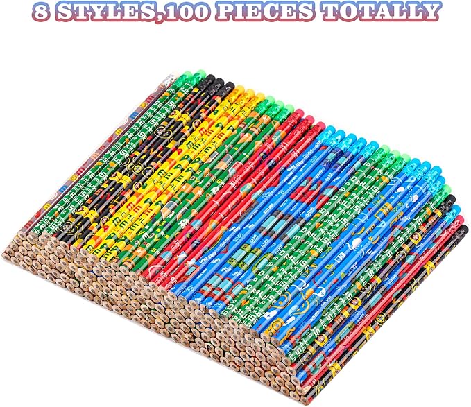 Kolewo4ever 100 Pieces Video Game Themed Pencils Assortment Cylinder Wood Pencils with Various Game Pattern Icons for Party Favors Birthday Party Supplies