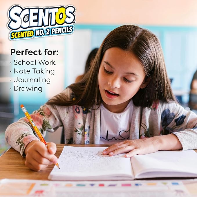 Scentos Scented Pencils for Kids - No. 2 Lead Pencils - Cute Pencils - For Ages 3 and Up - 24 Pack