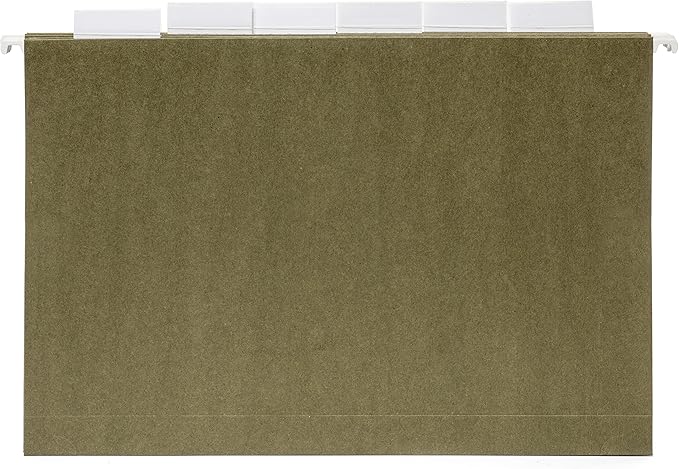 Blue Summit Supplies Legal Size Hanging File Folders, 2" Expansion, 1/3 Cut Adjustable tabs, Legal Size, 5 Tab Locations, Designed for Legal and Law Office File Organization, Standard Green, 25 Pack