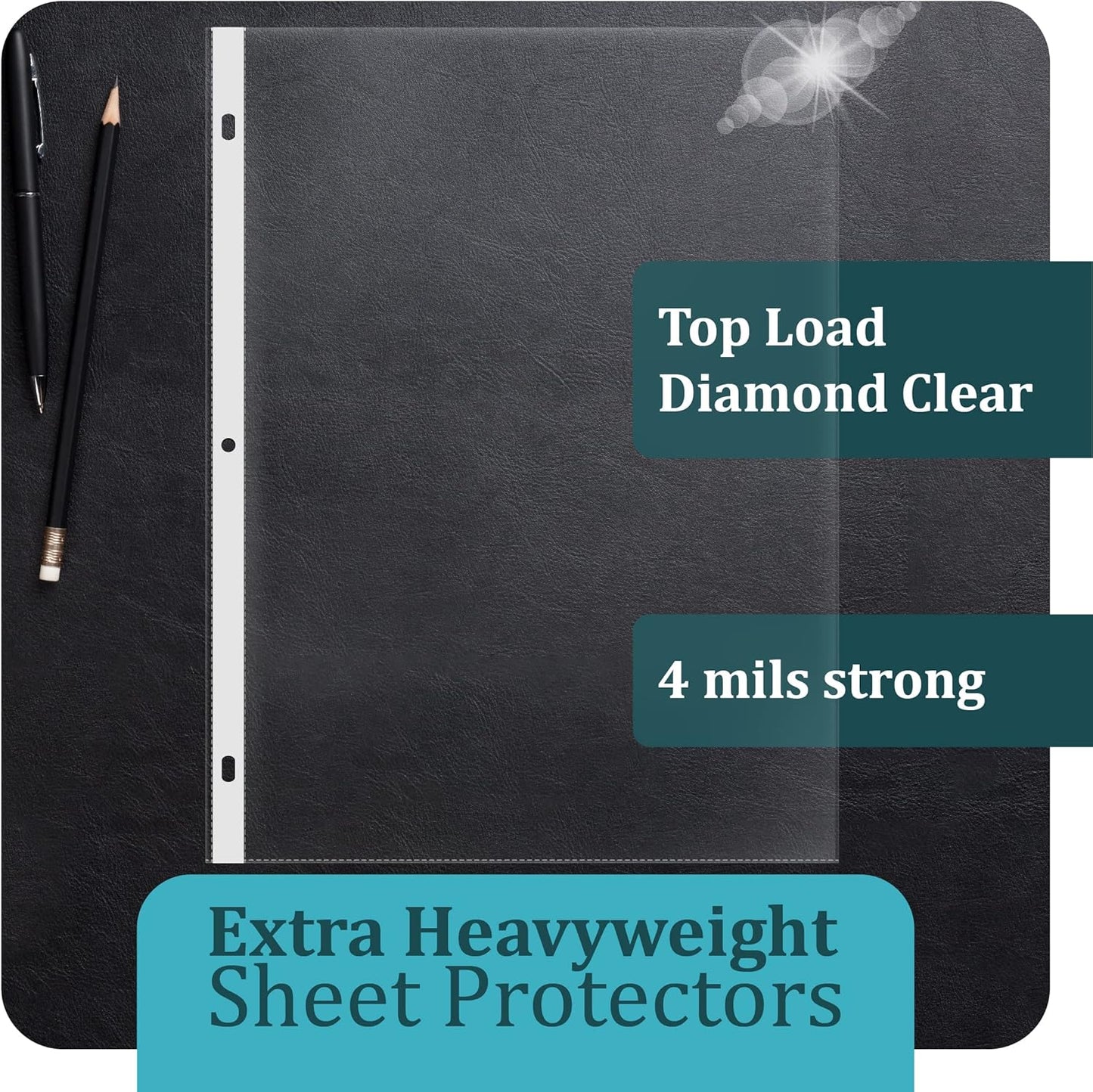 GOLD SEAL 100 Count Diamond Clear Extra Heavyweight Sheet Protectors, 4 mils Strong,8.5 x 11, Top Load, 100 Pack