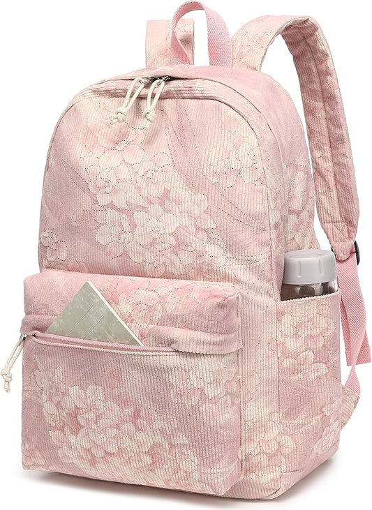 School Backpack for Teens Large Corduroy Bookbag Lightweight 15.6 inch Laptop Bag for Girls Women Casual High School College