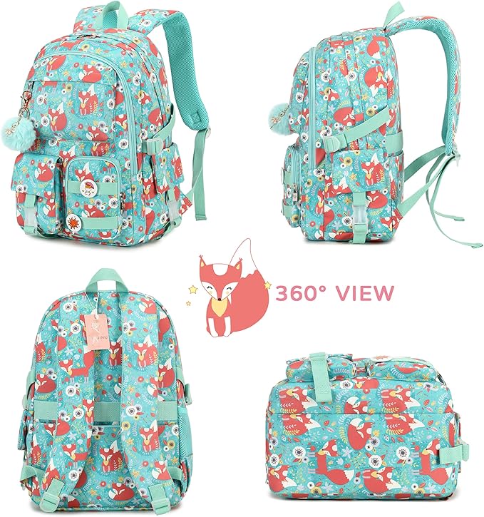 Girls Backpack,15.6 Inch Laptop School Bag Large Primary Elementary Middle College Bookbags Kids Backpacks for Teens Girl Women Students Anti Theft Travel Daypack (Green)