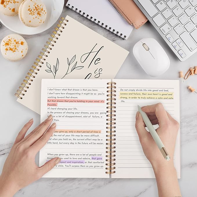 Qabliqo Christian Spiral Notebooks, Ephesians 3:20 Bible Journals for Writing, Religious Christian Journal for Women Men, He Is Able Bible Scripture Notebook for Note Taking, 5.5x8.3 Inch