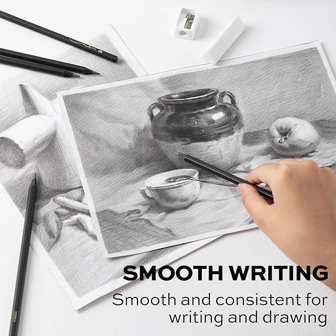 VUSIGN Pencils Bulk - 72 Pack 2B Pre-sharpened Drawing Pencils, With 1 Sharpener & 2 Erasers, for Art,Sketching, Shading, School & Office Supplies, Black