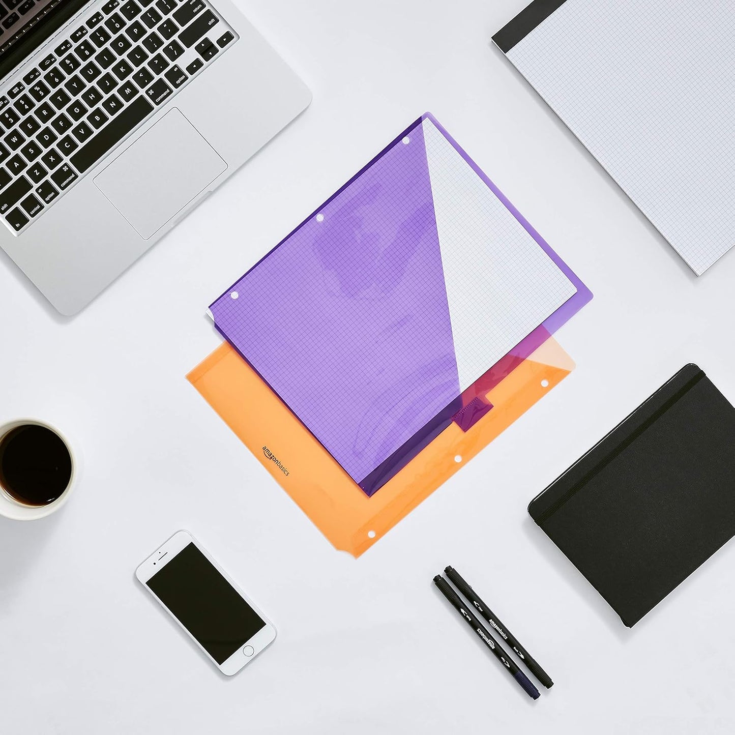 Amazon Basics Tab Dividers for 3 Ring Binder, Two Pocket, Letter Size, Assorted Colors, 5 Count