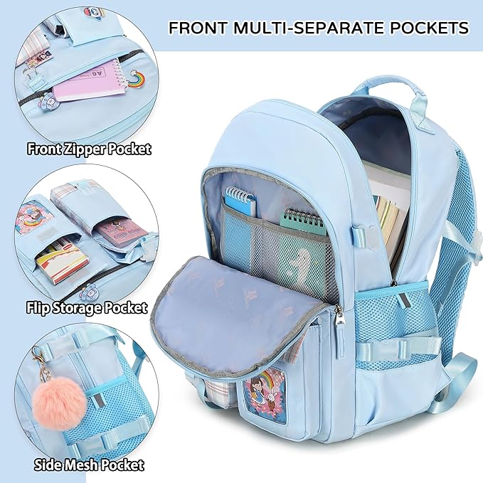 Hey Yoo Cute Backpack for School Backpack for Girls Backpack with Lunch Box Bookbag Set Kids Backpacks for Teen Girls