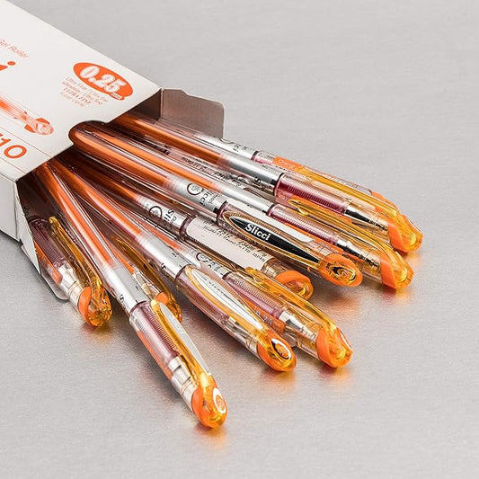 Pentel Arts Slicci 0.25 mm Extra Fine Gel Pen, Orange Ink, Box of 12 (BG202-F1)