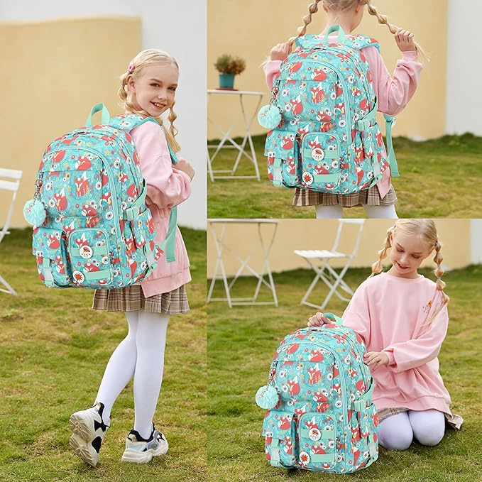 Girls Backpack,15.6 Inch Laptop School Bag Large Primary Elementary Middle College Bookbags Kids Backpacks for Teens Girl Women Students Anti Theft Travel Daypack (Green)