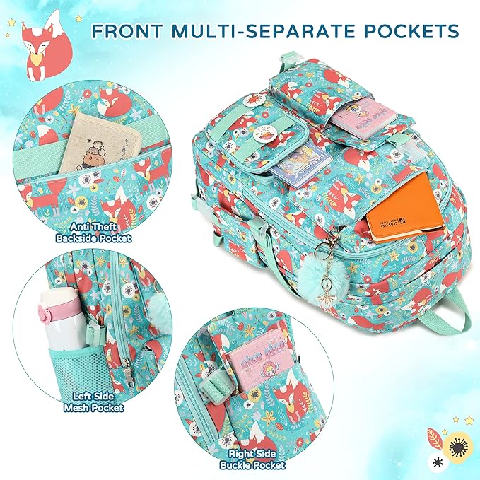 Girls Backpack,15.6 Inch Laptop School Bag Large Primary Elementary Middle College Bookbags Kids Backpacks for Teens Girl Women Students Anti Theft Travel Daypack (Green)