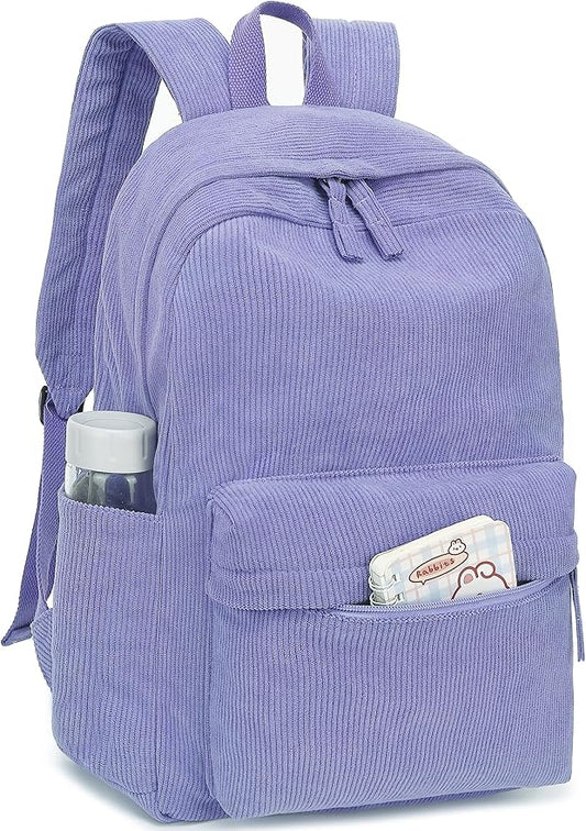 School Backpack for Teens Large Corduroy Bookbag Lightweight 15.6 inch Laptop Bag for Girls Women Casual High School College