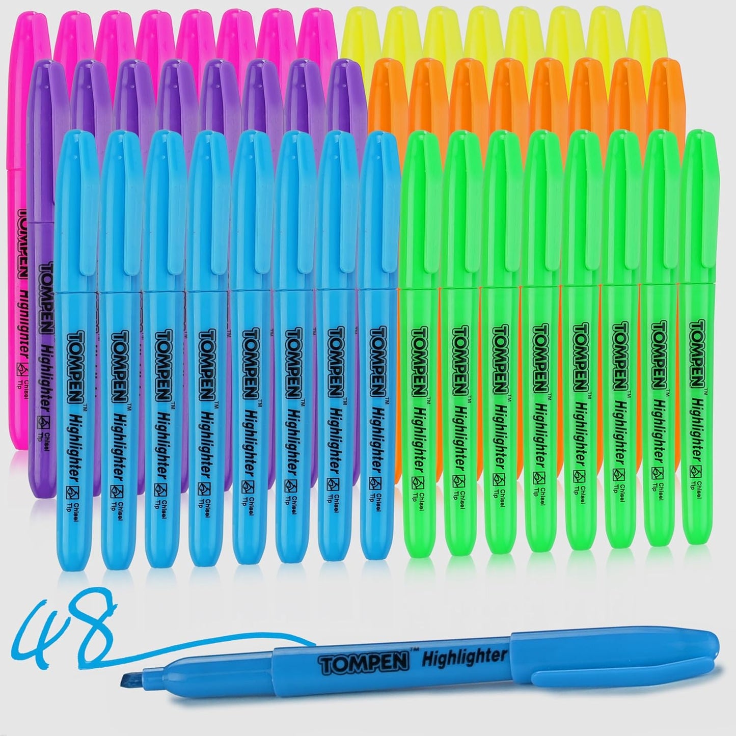 Highlighters Bulk 48 Pack – 6 Assorted Colors Chisel Tip High lighter Marker Set for School,Office,Bible Study, Journaling – Smear-Free,Quick Dry Ink Fluorescent Pens for Teachers & Students