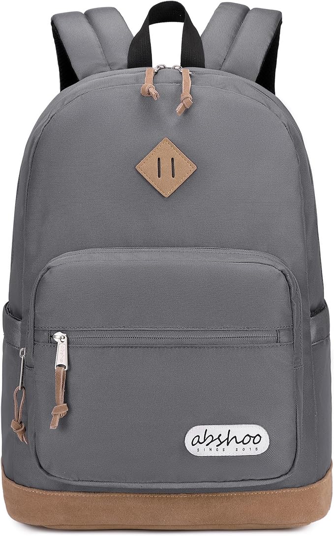 abshoo Classic Backpack for School College Bookbag Middle High School Bakcpacks for Teen Casual Daypack (Grey)