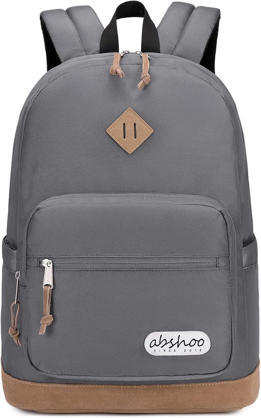 abshoo Classic Backpack for School College Bookbag Middle High School Bakcpacks for Teen Casual Daypack (Grey)