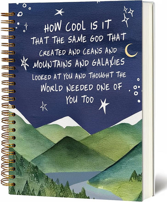 Bible Journal, A5 Spiral Christian Bible Journal Notebook, How Cool Is It That the Same God, Inspirational Bible Verse Gift for Women Men Birthday Christmas, Office Supplies, Bible Study (Blue-moon)