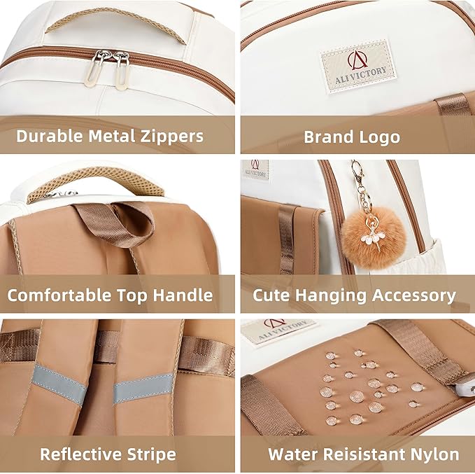 AO ALI VICTORY Laptop Backpack 16 Inch Kids Elementary Middle High School Bag College Backpacks Women Work Business Back Pack Travel Rucksack Large Bookbag for Teens Girls Womens Students, Brown