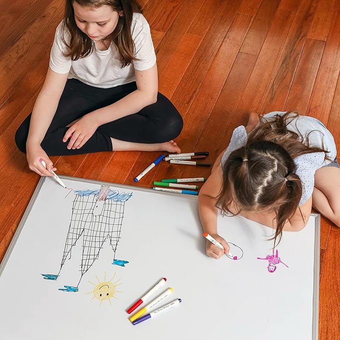 Apostrophe Games Fine Point Dry Erase Markers - Multicolor Variety Pack Pens, 12 Colors - Reusable Whiteboard Markers, Wipes Clean