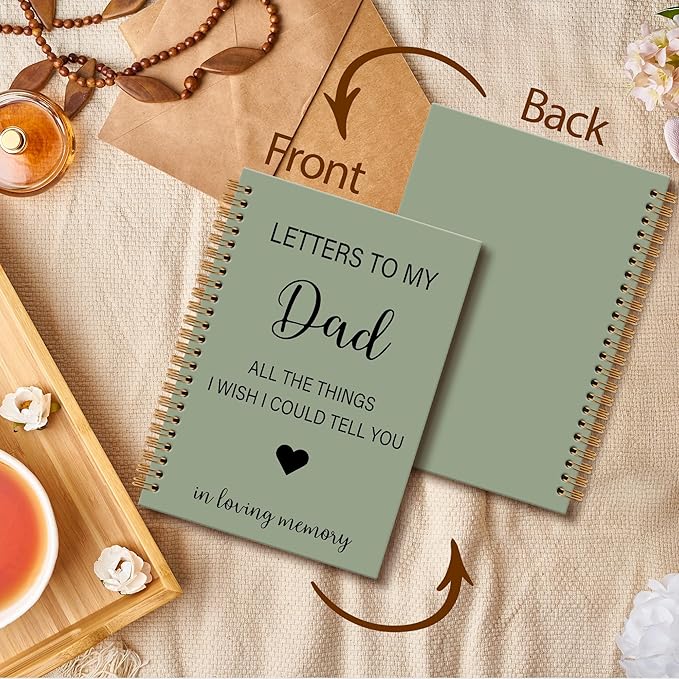 Memorial Gifts for Loss of Dad Grief Notebook Journal, Letters to My Dad in Heaven Journal, Sympathy Notebooks Gifts for Loss of Dad Father, In Loving Memory Sympathy Gifts, 6x8.2In（Green）