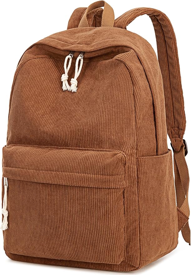 School Backpack for Teens Large Corduroy Bookbag Lightweight 15.6 inch Laptop Bag for Girls Women Casual High School College