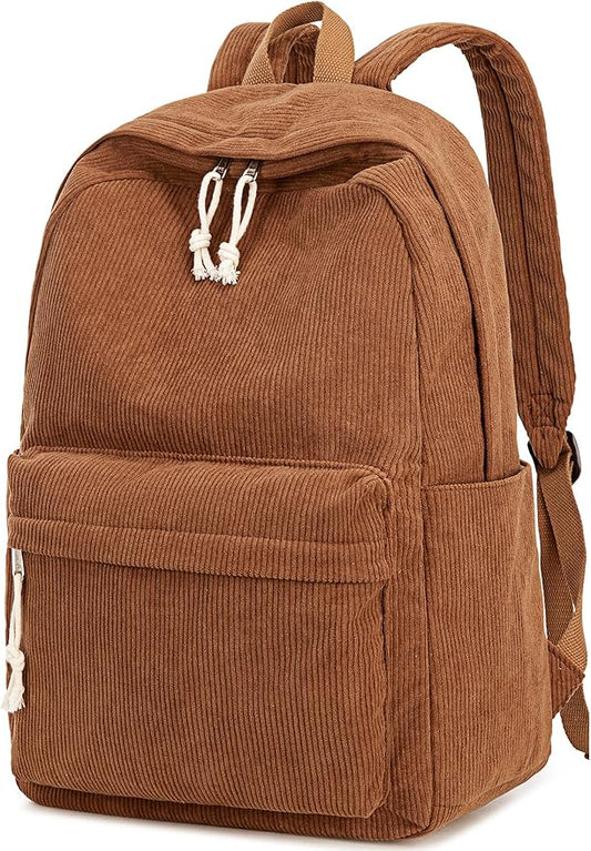 School Backpack for Teens Large Corduroy Bookbag Lightweight 15.6 inch Laptop Bag for Girls Women Casual High School College