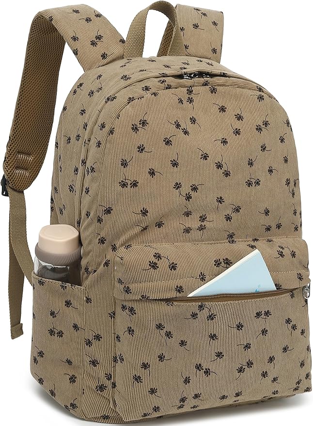 School Backpack for Teens Large Corduroy Bookbag Lightweight 15.6 inch Laptop Bag for Girls Women Casual High School College