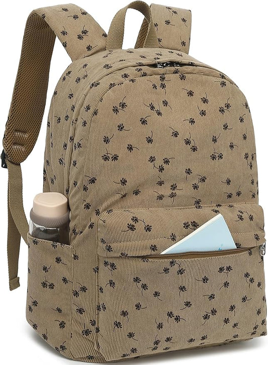 School Backpack for Teens Large Corduroy Bookbag Lightweight 15.6 inch Laptop Bag for Girls Women Casual High School College