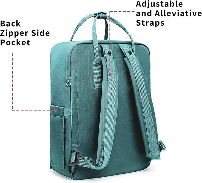 KALIDI Casual Laptop Backpack 15 Inches Classic Camping Rucksack Travel Outdoor Square Daypack College Hiking Gym Bag, Frost Green