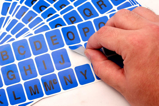 ChromaLabel 1 x 3/4 inch Alphabet Stickers, 10 Sheets/Pack, Blue