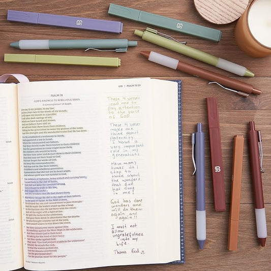 BLIEVE Aesthetic Highlighters and Gel Pens And Soft Tip, No Bleed Dry Fast Easy to Hold, for Bible Journaling Planner Notes School Office Supplies (Earthy)