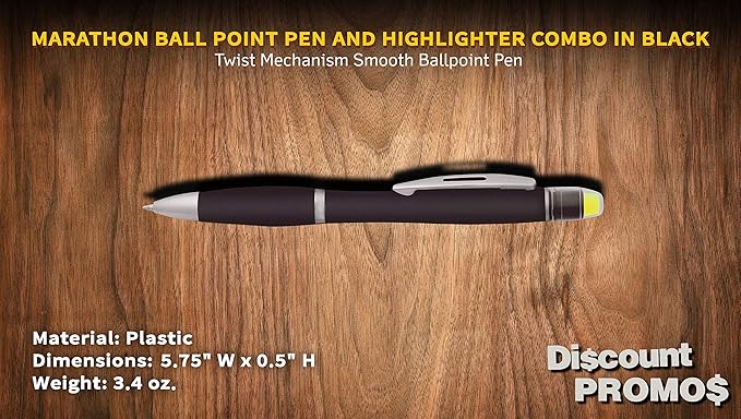 DISCOUNT PROMOS 10 Marathon Gel Highlighter Pens Pack - Twist Mechanism, Ballpoint - Black