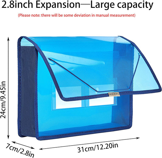 FANWU 6 Pack Plastic Expanding File Wallet Document Organizer with Flap and Cord Closure, Letter Size, 2.8" Expansion, Clear Colored Poly A4 Expandable File Folder for Home School & Office Storage