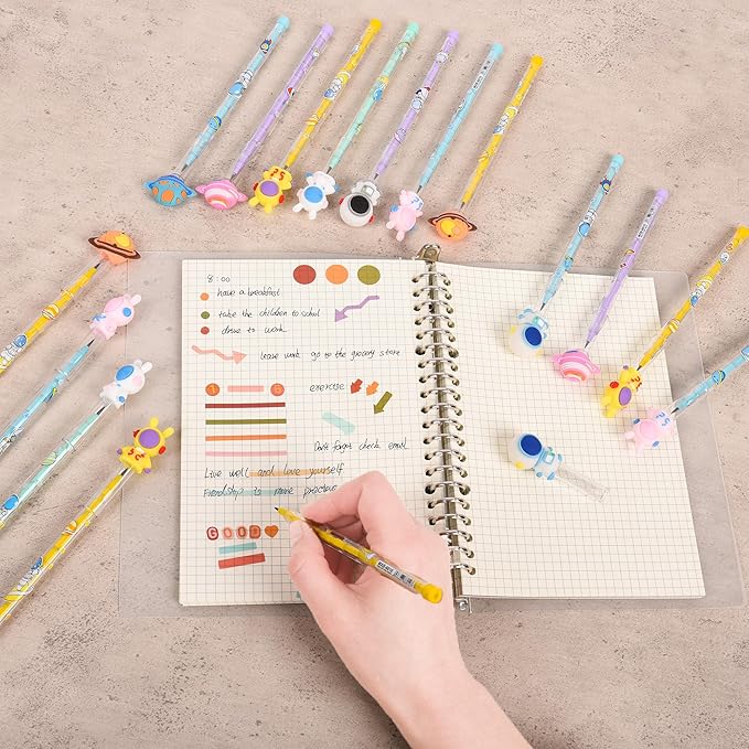 48 Pieces Cute Stackable Pencils for Kids Space Party Favors Translucent Multi Point Push Fun Cool Pencils Gifts for Classroom Rewards.
