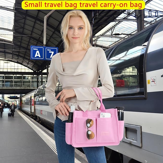 Tote Bag for Women With Compartments,Large Canvas Tote Women's Purse Crossbody Bags Work Laptop Book Bag Satchels Handbags