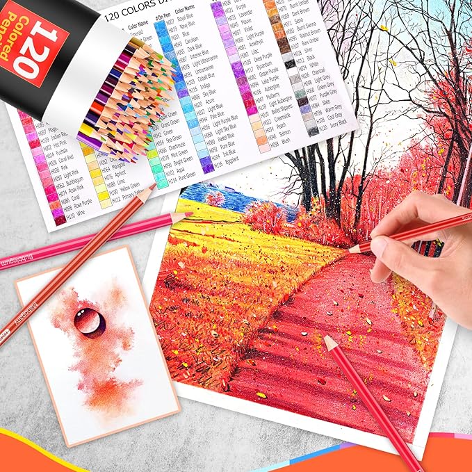 Huhuhero 120 Count Colored Pencils Set for Adult Coloring Books, Soft Core Vibrant Blendable Art Drawing Pencils, Premium Art Supplies for Kids Adults Beginners, Back to School Supplies Teacher Gifts