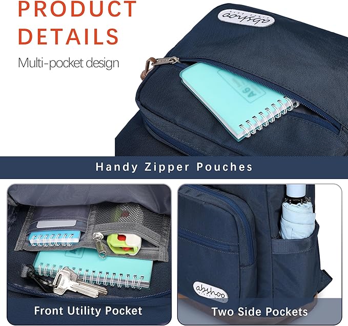 abshoo Classic Mens Backpack for School College Bookbag Middle High School Boys Bakcpacks for Teen Casual Daypack (Navy)