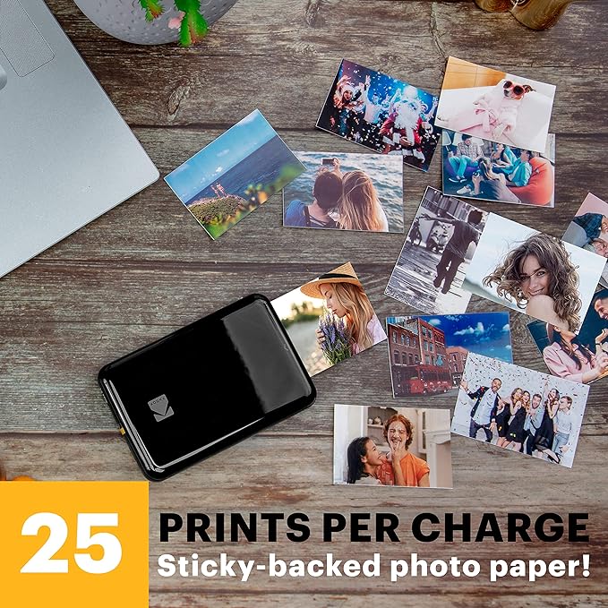 KODAK Step Instant Smartphone Photo Printer - Portable Mini Color Wireless Mobile Printer - Zink 2x3” Sticky-Back Photos - Bluetooth Compatible with iOS & Android Devices - Fun Editing App - Black