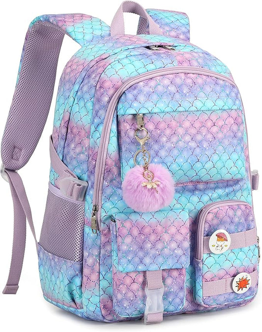 Girls Backpack,15.6 Inch Laptop School Bag Large Primary Elementary Middle College Bookbags Kids Backpacks for Teens Girl Women Students Anti Theft Travel Daypack (Purple)