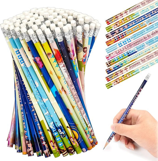 Kolewo4ever 100 Pieces Bible Verses Pencils with Inspirational Scriptures, 8 Styles, Multicolor, Great for Teachers, Students, Church Supplies