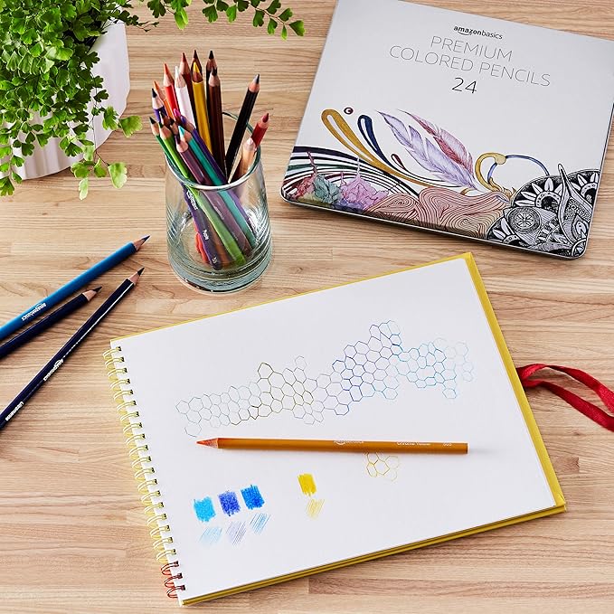 Amazon Basics Colored Pencils for Coloring and Drawing, Premium, Soft Core, Back to School Supplies, 48 Count (Pack of 1), Multicolor
